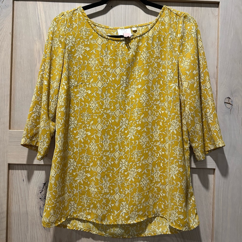 Anthropologie Yellow Floral Blouse